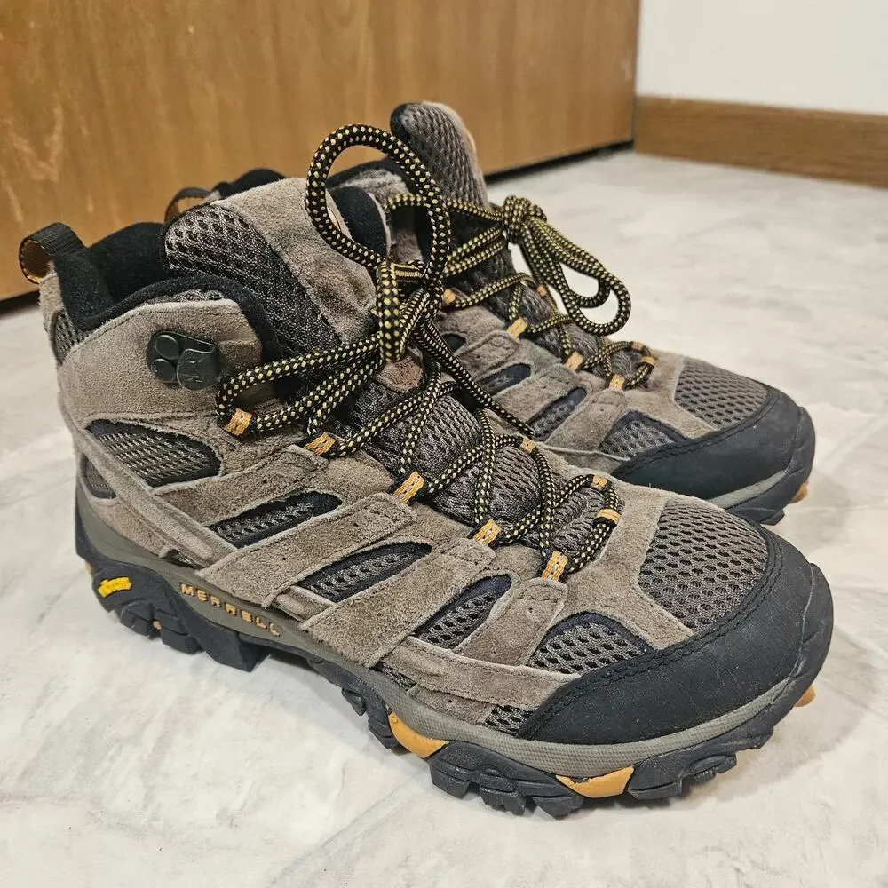 Merrell Moab 2 Mid Vent Men 7.5 Walnut Brown Hiking Boots Vibram Shoes J06045